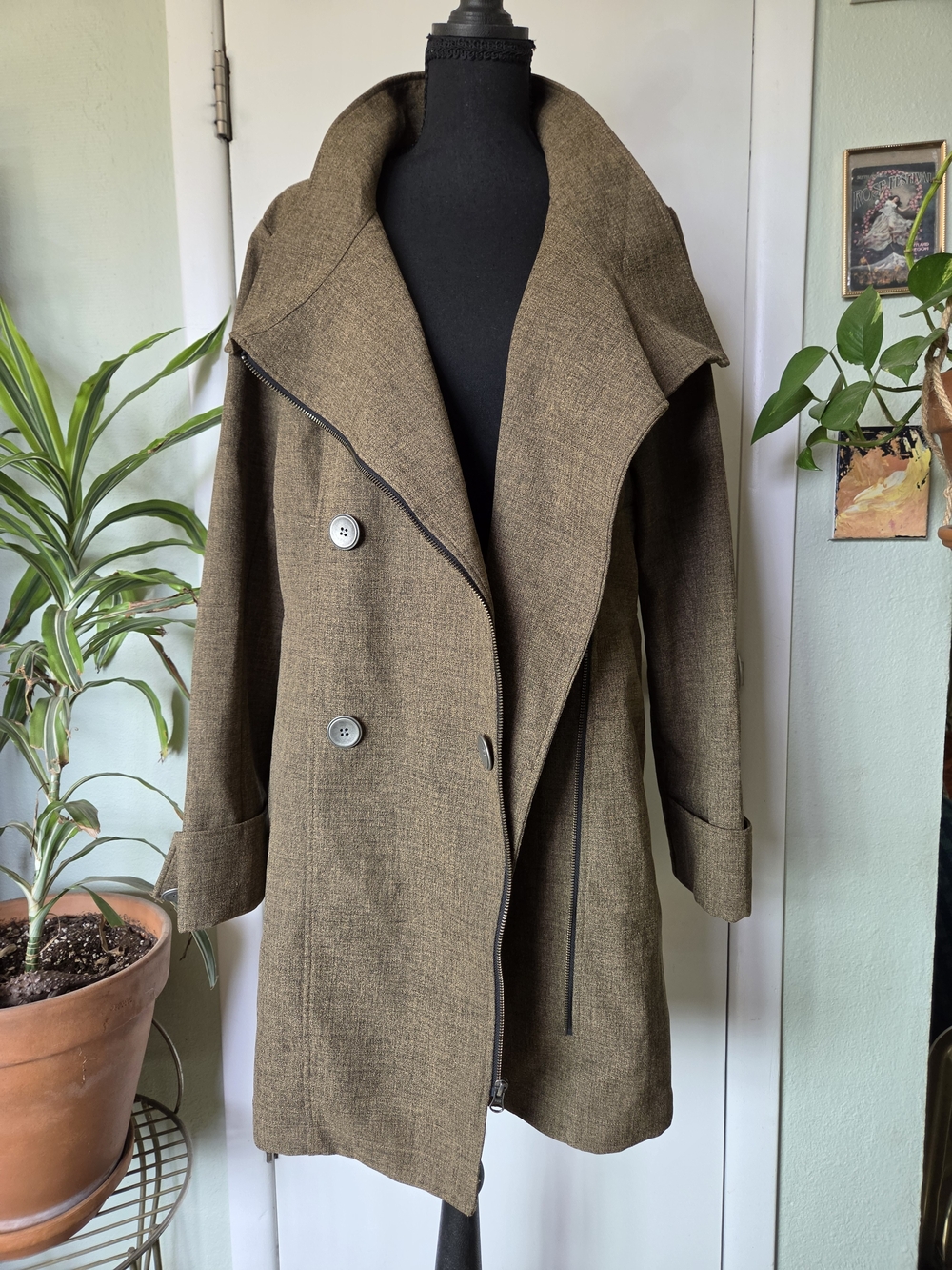 Prana Brown Double-Breasted Trench Coat - Picture 4 of 5